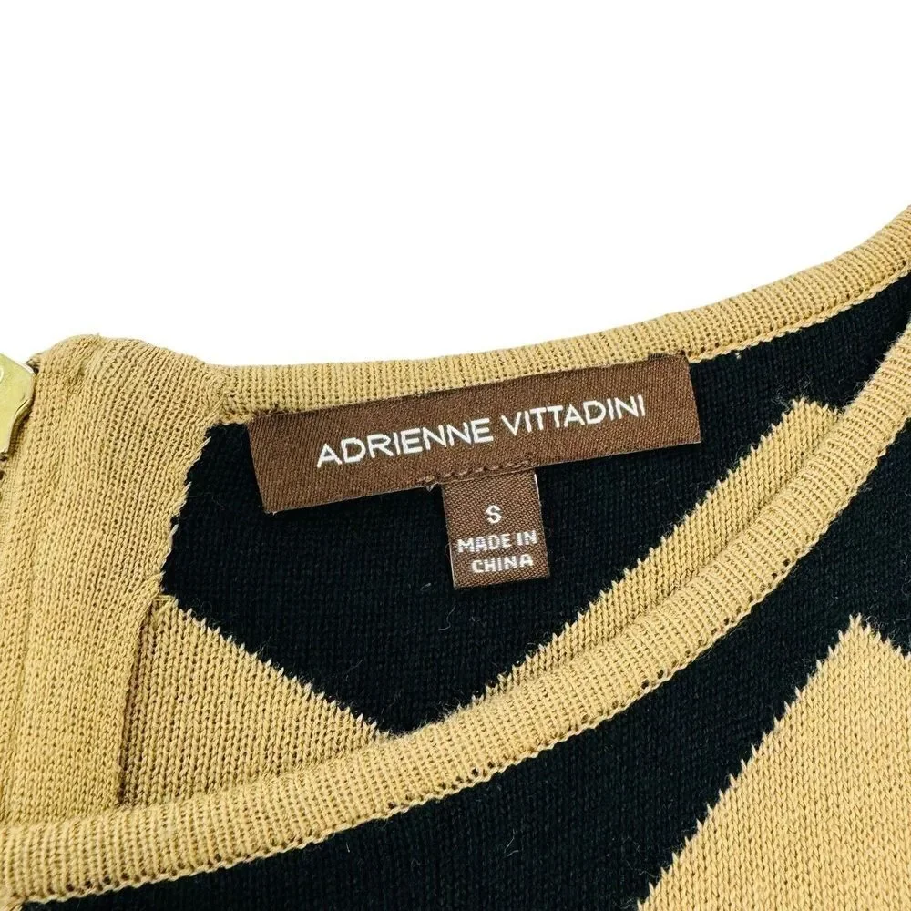 Adrienne Vittadini Knit Chevron Dress Women’s Size S Sleeveless Black and Tan - Picture 6 of 13